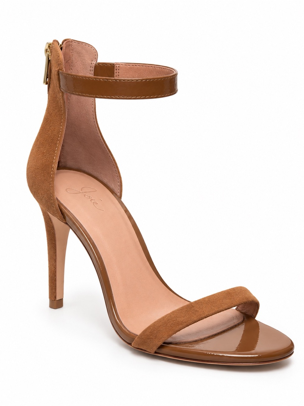 Joie Abbott Brown Suede Patent Leather Heels